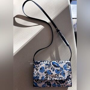 Floral Blue and Black Crossbody Bag